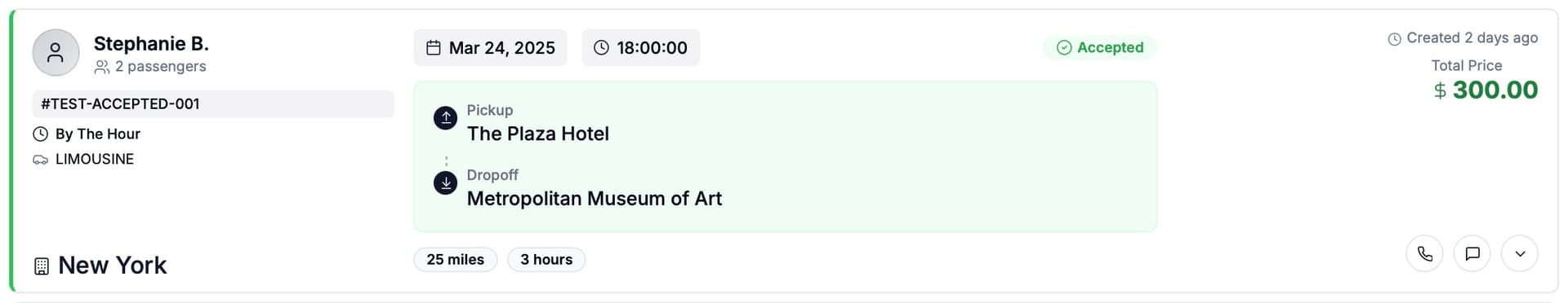 TransMov accepted quote with pricing and vehicle details