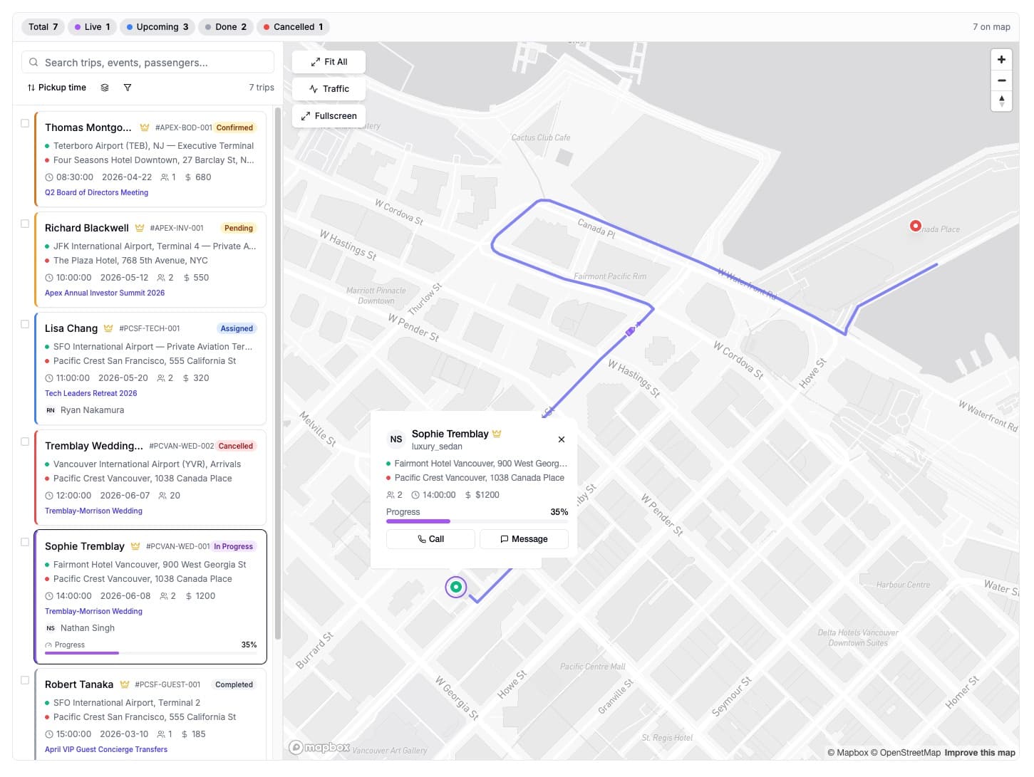 TransMov Gods View — live GPS tracking of all vehicles on an interactive map