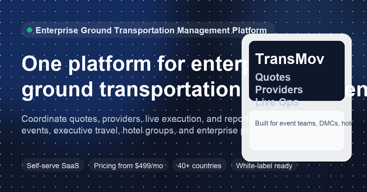 Move One Transprot TransMov | Ground Transportation Coordination Platform